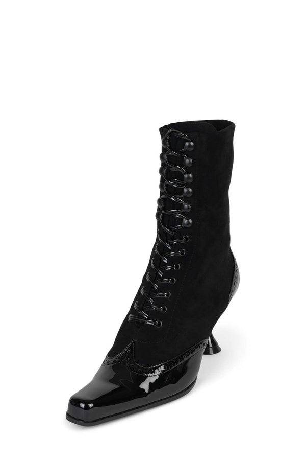 Jeffrey Campbell VICTORIAN Ankle Boot Black Patent Black Suede