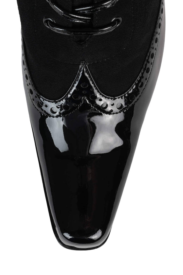 Jeffrey Campbell VICTORIAN Ankle Boot Black Patent Black Suede