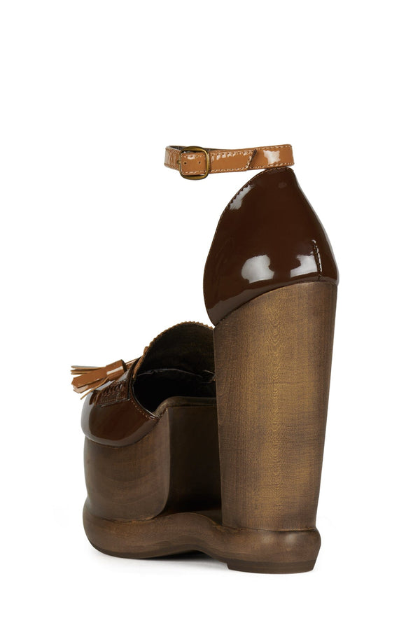 Jeffrey Campbell WALTERS Platform Wedge Brown Patent Tan Patent