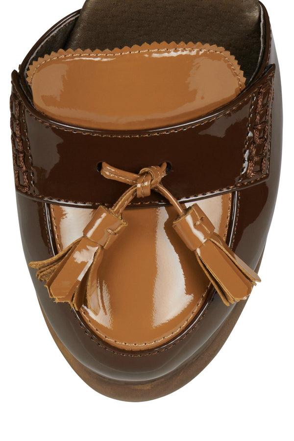 Jeffrey Campbell WALTERS Platform Wedge Brown Patent Tan Patent