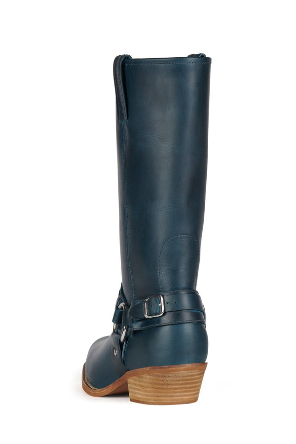 Jeffrey Campbell WAYLON Knee-High Boot Blue Crazy Horse