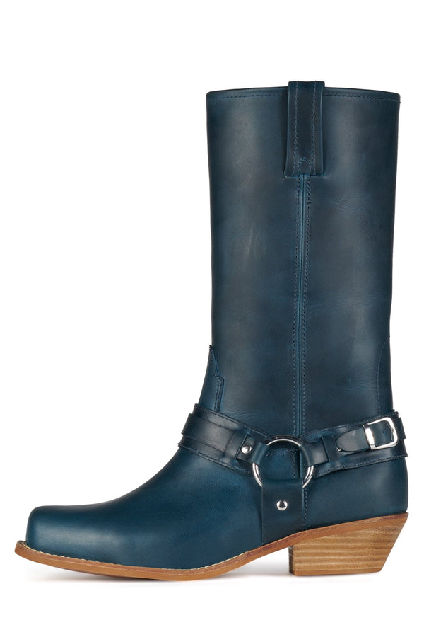 jeffrey campbell WAYLON Knee-High Boot Blue Crazy Horse