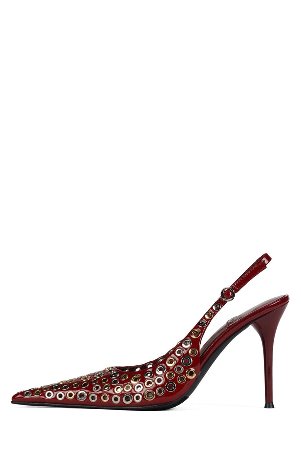 jeffrey campbell YOUWISH-G Slingback Heel Cherry Red Pat Gold Slvr