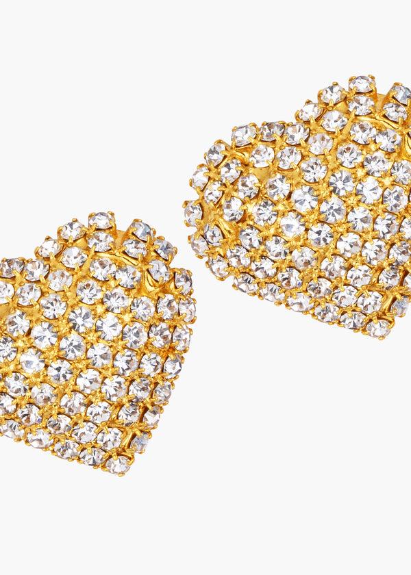 Jennifer Behr Christa Earrings Crystal Antique Gold