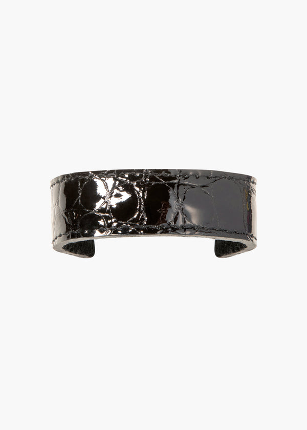 jennifer behr Embossed Mini Leather Ponywrap Black Croc