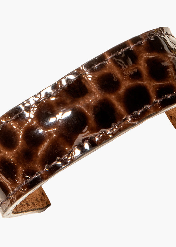 Jennifer Behr Embossed Mini Leather Ponywrap Brown Croc