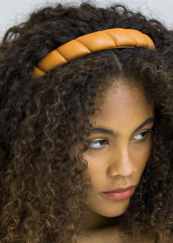 Jennifer Behr Hadley Quilted Leather Headband Saddle