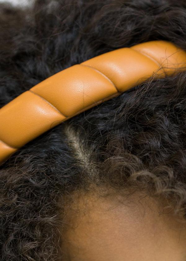 Jennifer Behr Hadley Quilted Leather Headband Saddle