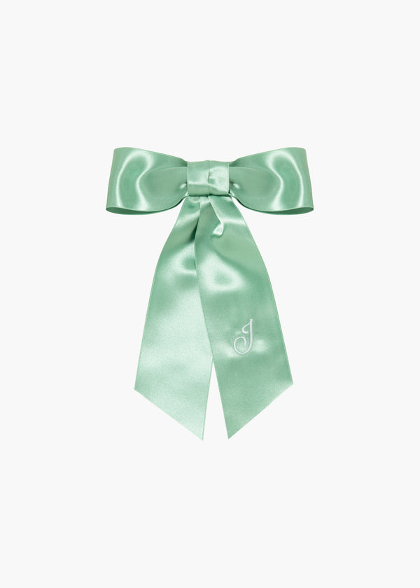 jennifer behr Initial April Satin Bow Barrette Celadon
