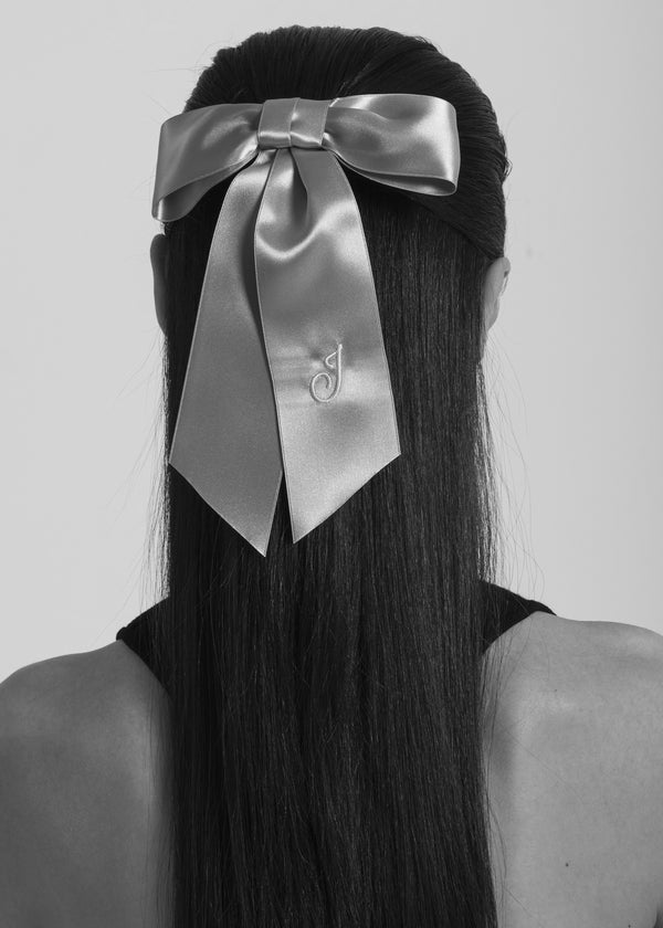 Jennifer Behr Initial April Satin Bow Barrette Peony
