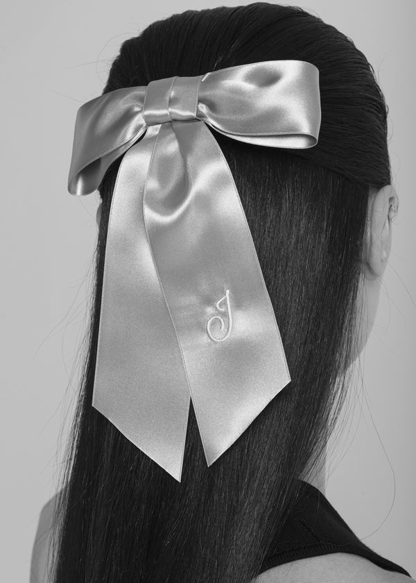 Jennifer Behr Initial April Satin Bow Barrette Peony