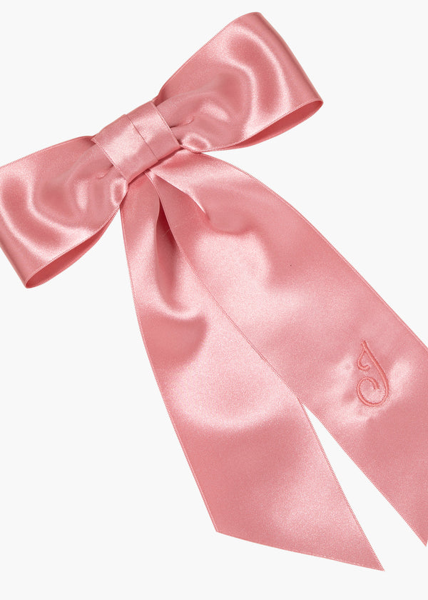 Jennifer Behr Initial April Satin Bow Barrette Peony