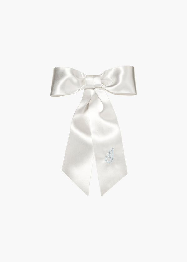 jennifer behr Initial April Satin Bow Barrette Snow