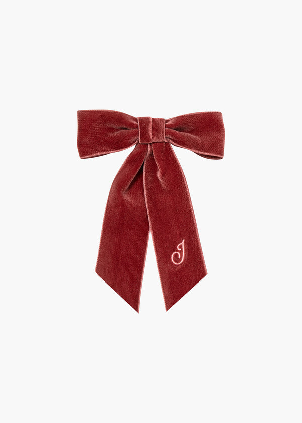 jennifer behr Initial Wide Velvet Bow Barrette Antique Rose