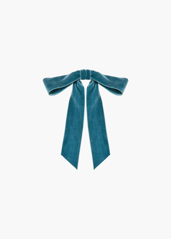 jennifer behr Adley Velvet Bow Barrette Azul