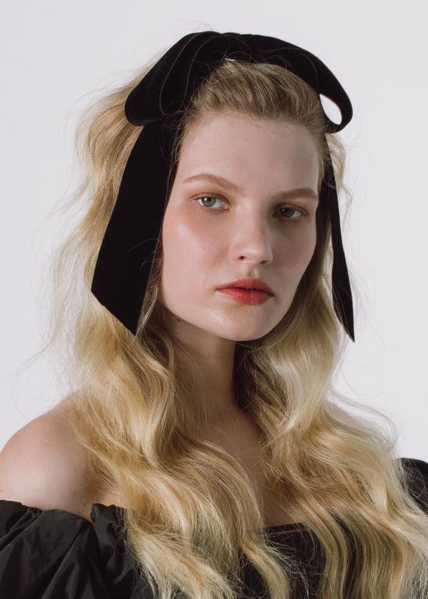 Jennifer Behr Adley Velvet Bow Barrette Black
