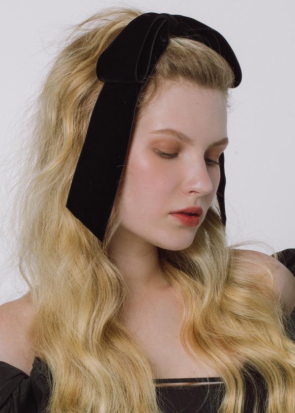 Jennifer Behr Adley Velvet Bow Barrette Black