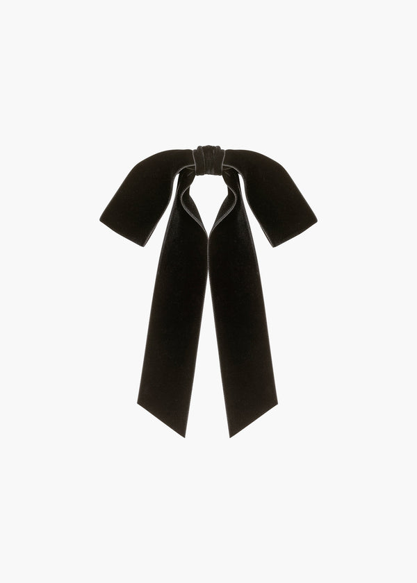 jennifer behr Adley Velvet Bow Barrette Black