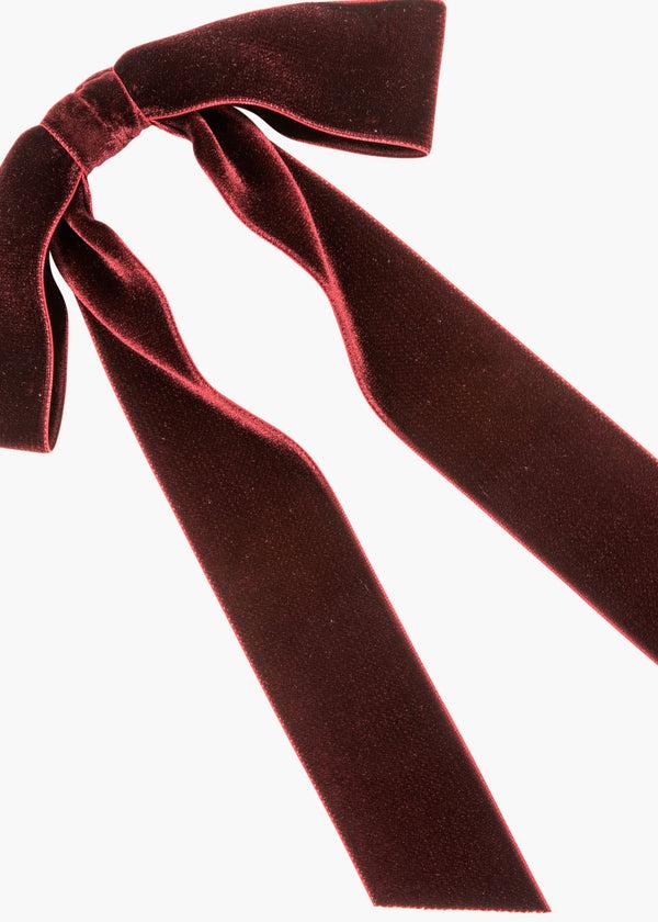 Jennifer Behr Adley Velvet Bow Barrette Pinot
