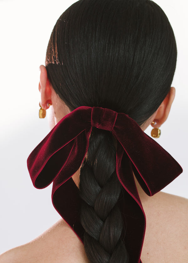 Jennifer Behr Adley Velvet Bow Barrette Pinot