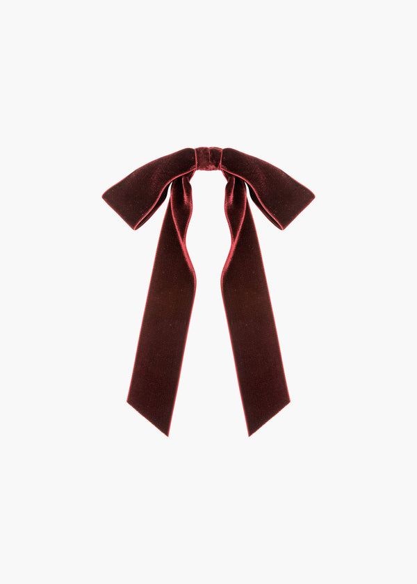 jennifer behr Adley Velvet Bow Barrette Pinot