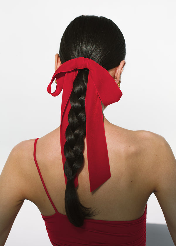 Jennifer Behr Adley Velvet Bow Barrette Rouge
