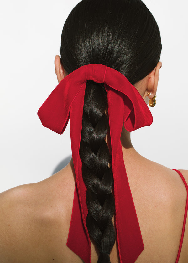 Jennifer Behr Adley Velvet Bow Barrette Rouge