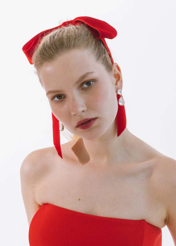 Jennifer Behr Adley Velvet Bow Barrette Rouge