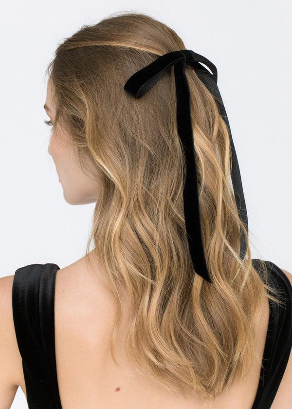 Jennifer Behr Aida Velvet Bow Barrette Black