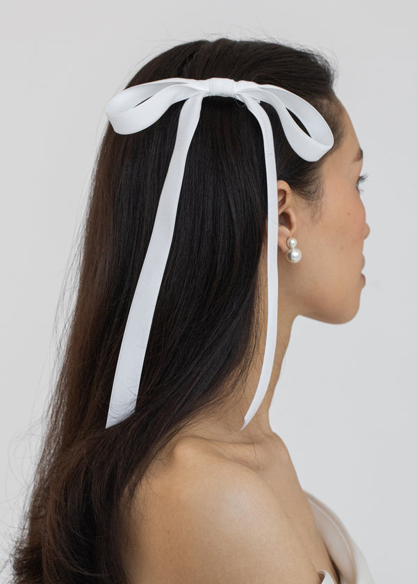Jennifer Behr Aida Velvet Bow Barrette Cream