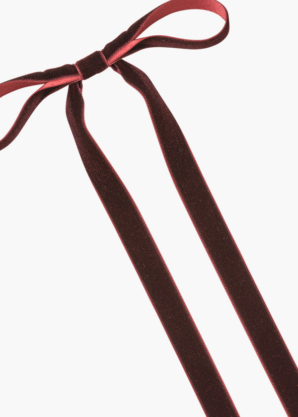 Jennifer Behr Aida Velvet Bow Barrette Pinot
