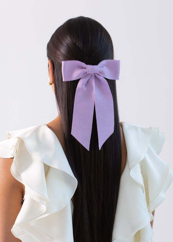 Jennifer Behr Alice Grosgrain Bow Barrette Lilac