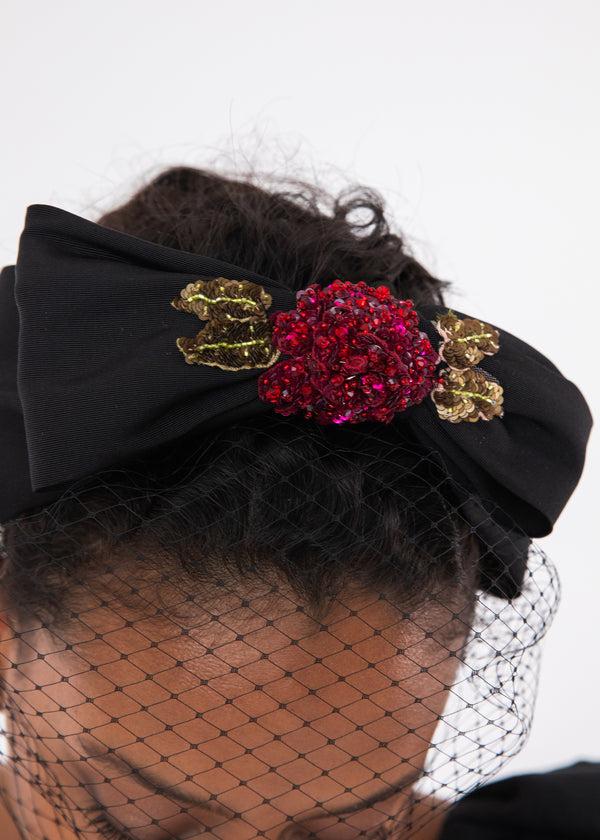 Jennifer Behr Almira Voilette Headband Black