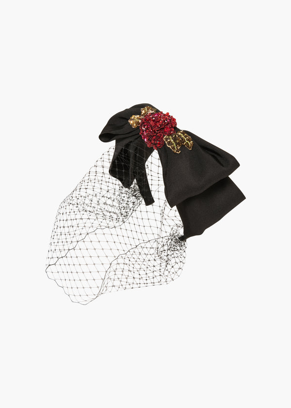 jennifer behr Almira Voilette Headband Black