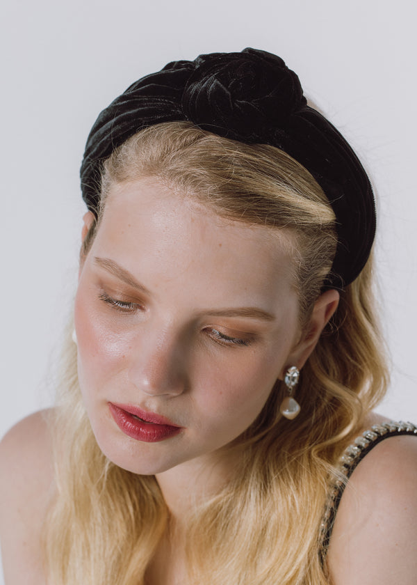 Jennifer Behr Amina Headband In Velvet Black