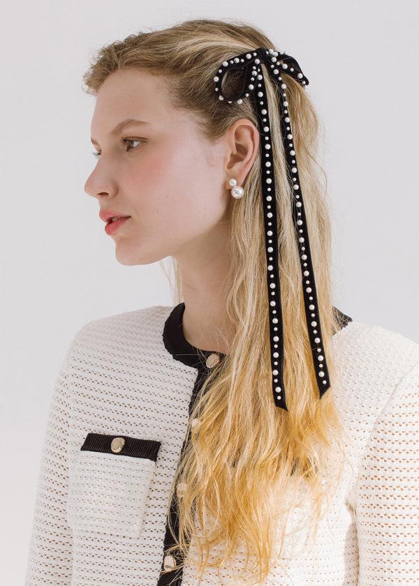 Jennifer Behr Annalee Bow Barrette Black Pearl