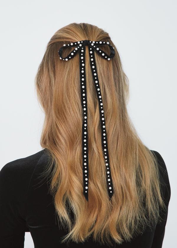Jennifer Behr Annalee Bow Barrette Black Pearl