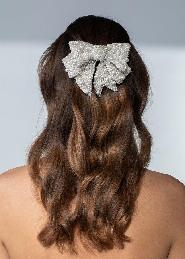 Jennifer Behr Bianca Bow Barrette Cream