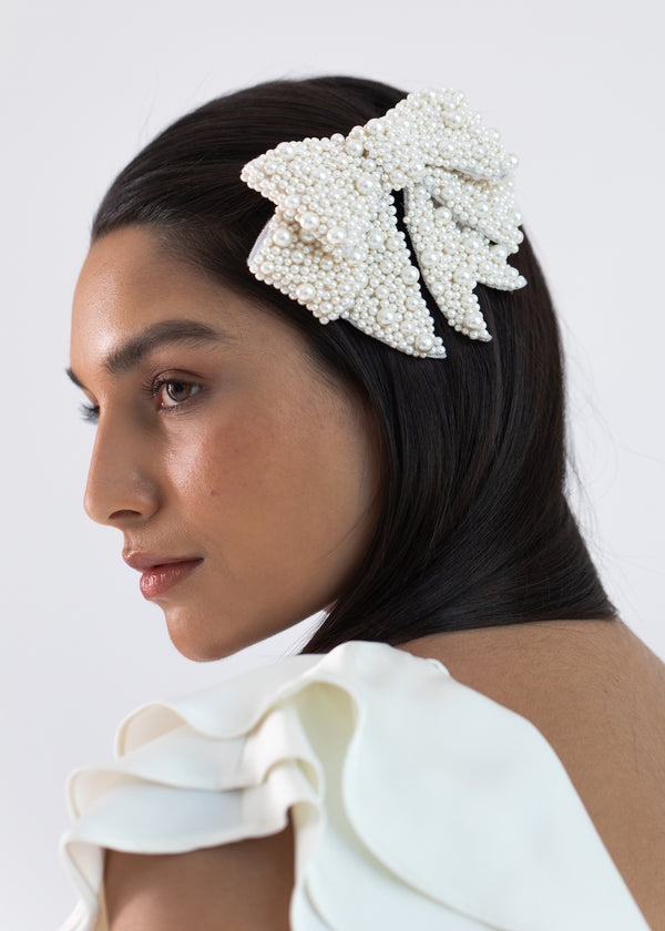 Jennifer Behr Bianca Bow Barrette Cream