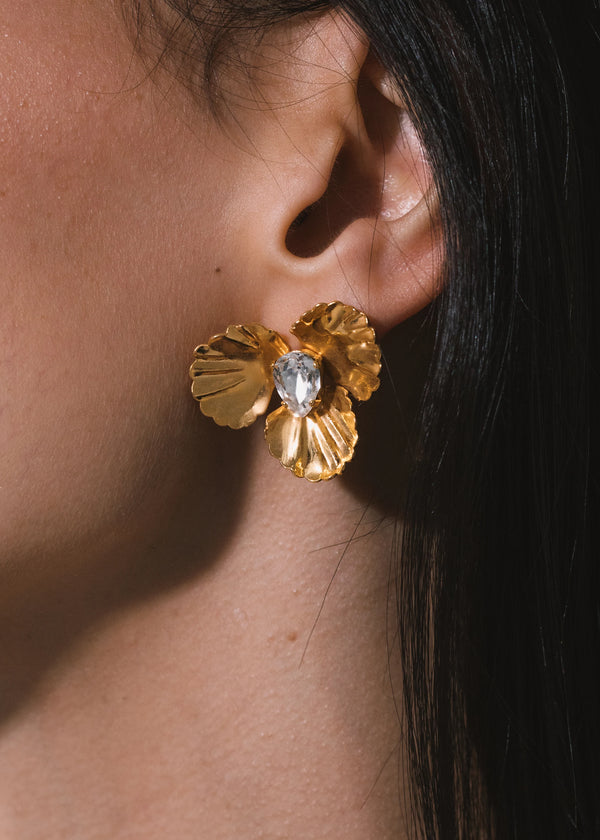 Jennifer Behr Caelyn Earrings Crystal Antique Gold