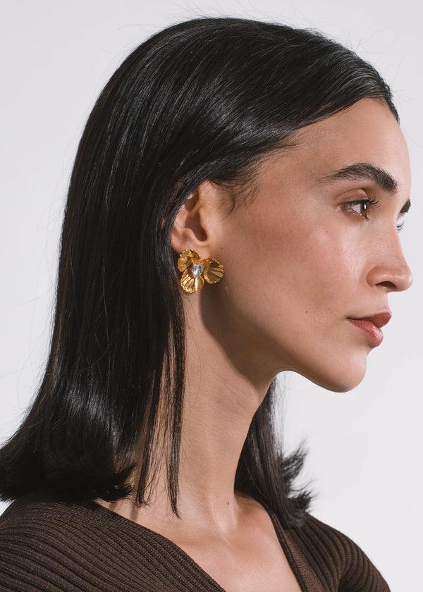 Jennifer Behr Caelyn Earrings Crystal Antique Gold