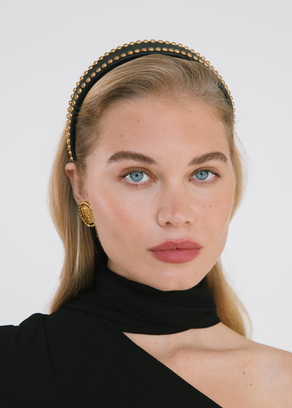 Jennifer Behr Chereen Headband Black Gold