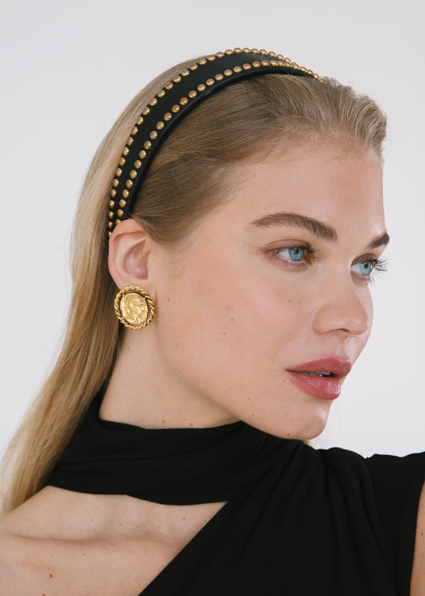 Jennifer Behr Chereen Headband Black Gold
