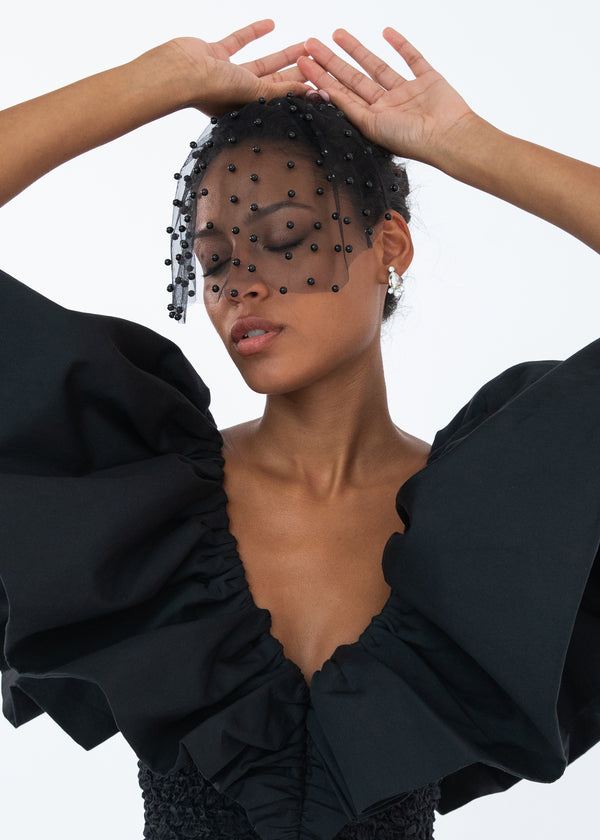 Jennifer Behr Chiara Veil Black Pearl