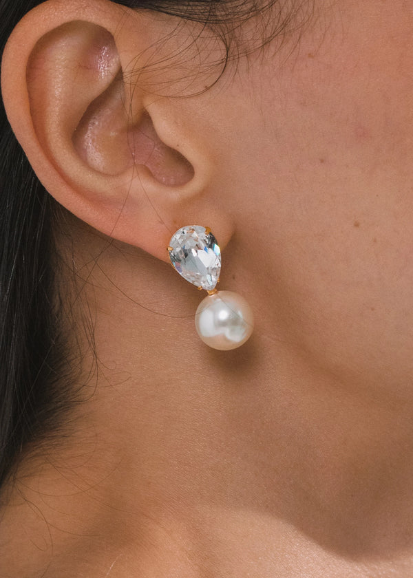 Jennifer Behr Cimone Earrings Crystal Antique Gold