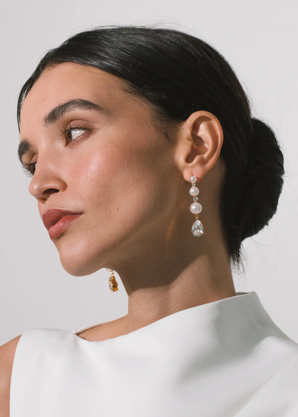 Jennifer Behr Corisande Earrings Crystal Pearl