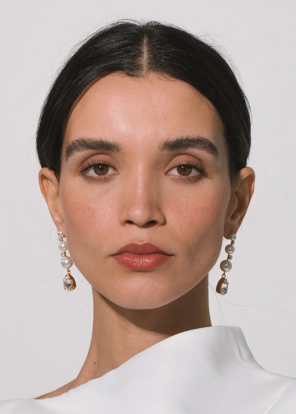 Jennifer Behr Corisande Earrings Crystal Pearl