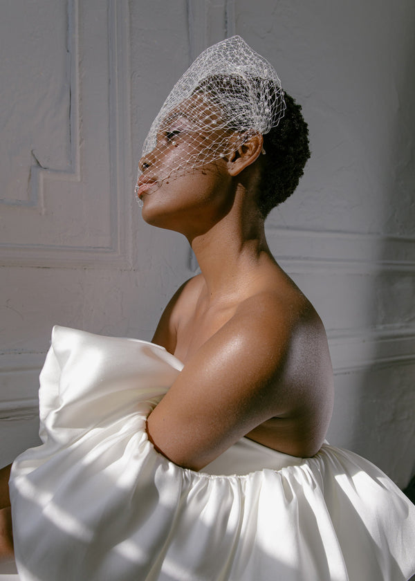 Jennifer Behr Crystal Beehive Voilette Cream
