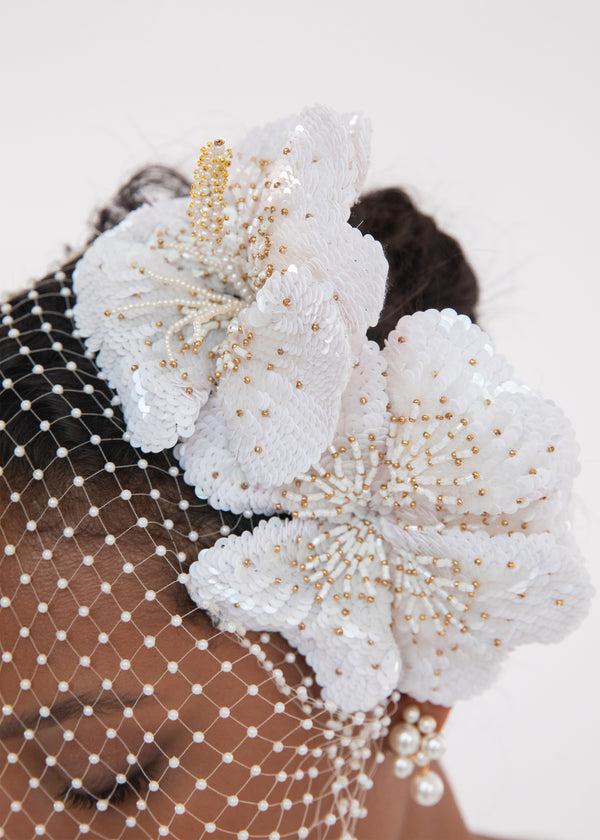 Jennifer Behr Crystal Orchid Voilette Cream