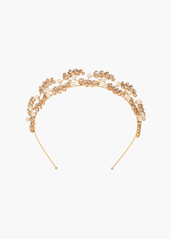 jennifer behr Delilah Tiara Crystal Antique Gold